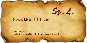 Szvatkó Lilian névjegykártya