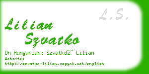 lilian szvatko business card